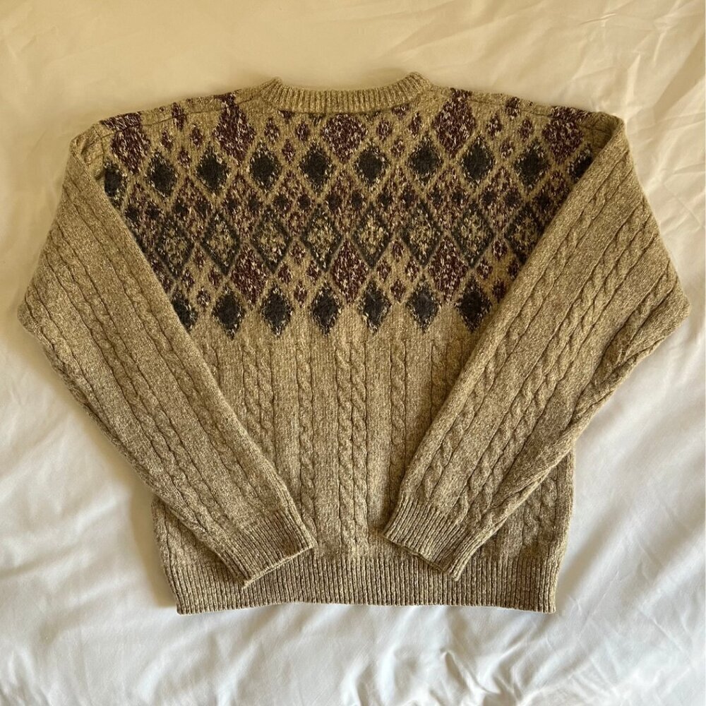 VTG Claiborne Geometric Knit Crewneck Sweater
